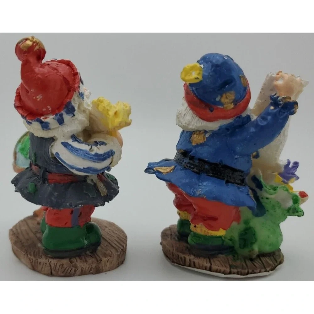 Vtg 1996 Handpainted Hermitage Pottery Santa Claus Set of 2 Blue List Globe 3.5